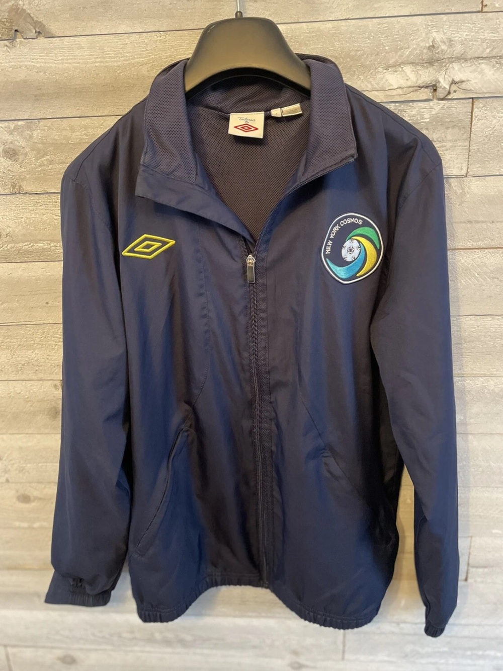 Umbro Navy Performance Jacket with Neon Yellow Logo & Cosmos Crest